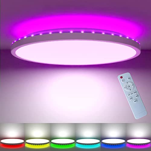24W Plafon Led Techo,Ultrathin 3200lm Panel Lámpara de techo LED de cielo estrellado de 7 Colores...