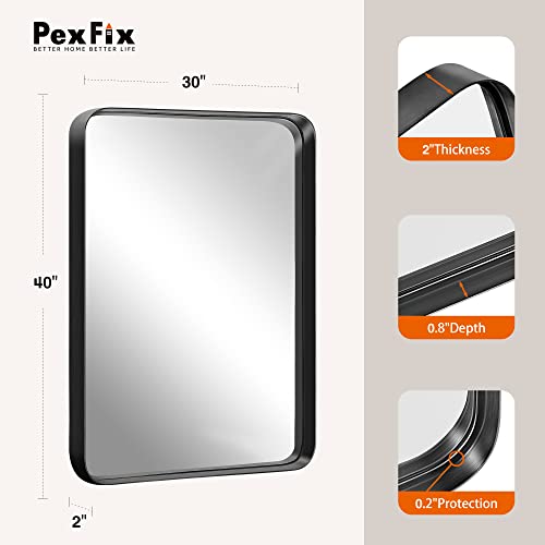 Pexfix 40" X 30" Mirrors For Bathroom, Rectangular Black Metal Framed Bathroom Mirror, Modern Vanity Mirror For Bathroom, Vertical Or Horizontal, Aluminum Alloy Frame, Black #TOP3