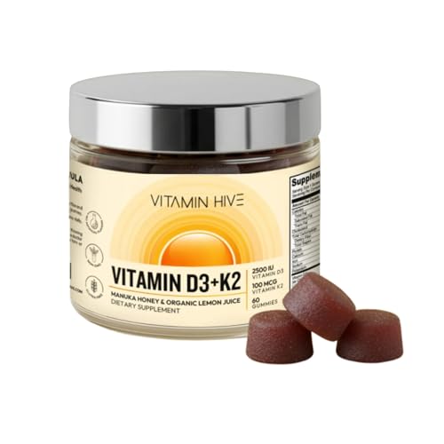 Vitamin 2500 IU D3 + 100mcg K2 MK-7 - Manuka Honey & Organic Lemon - Vegan Pectin - No Sugar...