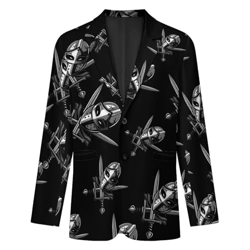 Fencing Mask Sword Mens Casual Blazer Button Suit Jacket Lightweight Sport Coat for Work Business4