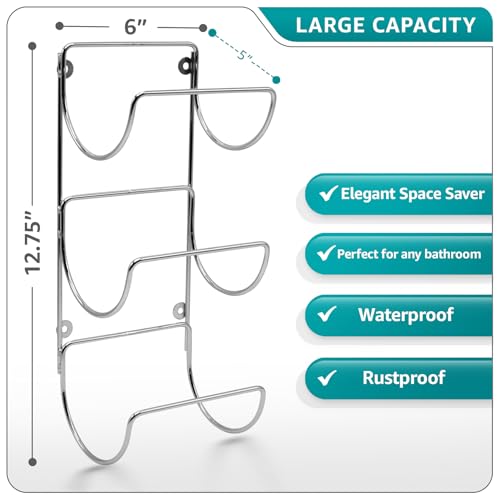 Sorbus Towel Racks for Bathroom, Wall Mounted (2 Pack 6 Towels, Silver) - image 2
