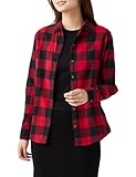 [Amazon Essentials] フランネルシャツ チェック柄 ライトウエイト レギュラーフィット 長袖 レディース レッド バッファローチェック L