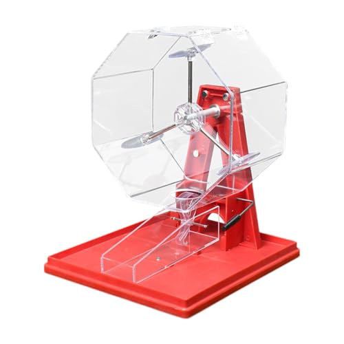 Guohetuk Máquina de Lotería Portátil con Jaula de Bingo Selector de Números Manual Decoración para Juegos Adecuada para Adultos Fiestas Familiares, Rojo