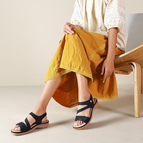 Littleplum Womens Sandals Arch Support – Comfortable Flat Sandals for Women, Summer Breathable Adjustable Orthotic Walking Shoes for Beach,Travel4