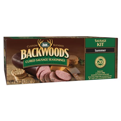LEM Products Backwoods Summer Sausage Cured Sausage Seasoning Kit, Ideal for Wild Game, Seasons Up to 20 Pounds of Meat, 1 Pound, 2.5 Ounce Package with Pre-Measured Cure Packet Included