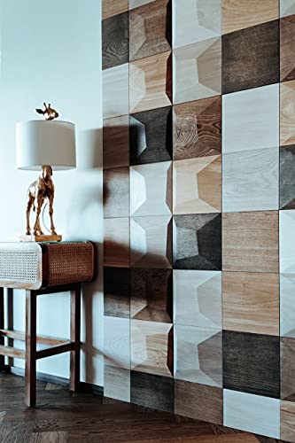 Paneles decorativos de pared de madera 3D hechos a mano en roble 3