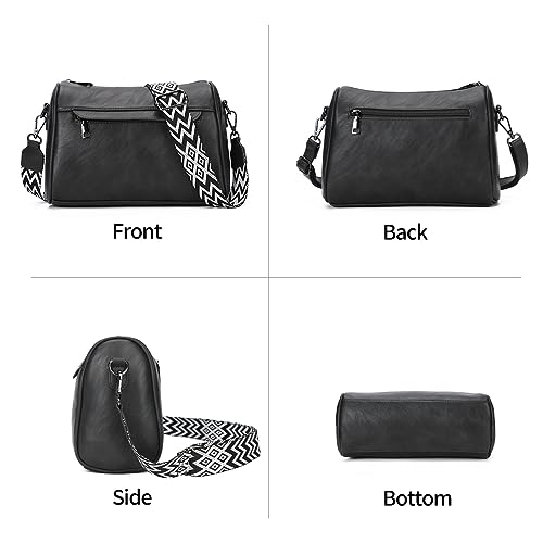 Image of KL928 Crossbody Purses for Women Shoulder Bags with 2 Straps,Black