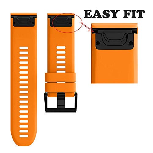 Notocity Compatible Fenix 5 Band 22Mm Width Soft Silicone Watch Strap For Fenix 5 Plus/Fenix 6/Fenix 6 Pro/Fenix 7/Exip/Forerunner 935/945/Approach S60/Quatix 5(Orange) #TOP2