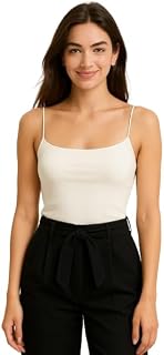 SUGARCANNE Women's Spaghetti Strap Crop Tank Top, White & Black, Slim Fit, Sleeveless Casual Wear Price In India