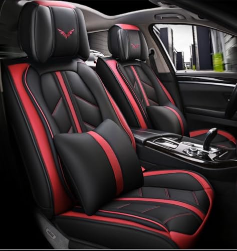 トヨタ アルファード ヴェルファイア Alphard Vellfire 20系 30系 40系に適用車シートカバー座布団 防水 全天候型汚れ防止 取付簡単 滑り止め 収納便利クッションプロテクター前後席背もたれ耐摩耗性通気ナッパレザー素材(黒赤)