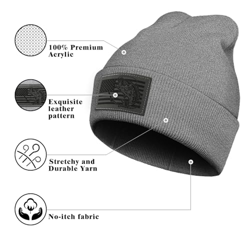 Image of American Flag Fishing Beanie Hat for Men, Christmas Dad Birthday Beanie Hats Gift for Women Men