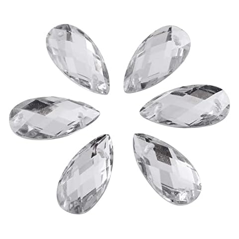 Botones de costura Walfront Diamante Resina Acrílica para Coser Cristal Imitado con 2 Agujeros Botones Cristal en Forma Gota para Decoración Costura DIY Cover