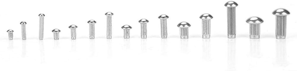 Round Head Solid Rivets Knurled Shanks M2 M3 M4 M5 Stainless Steel Fasteners Assortment Kit with Storage Box