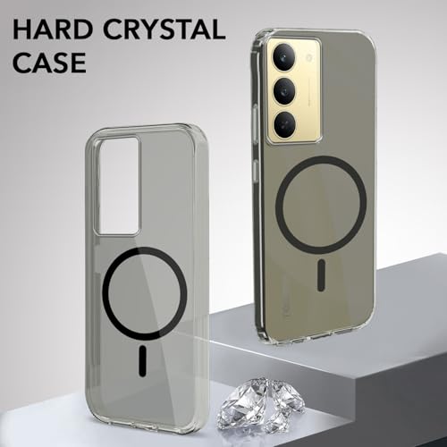 Image of Jkobi Lifetime Anti-Yellow MagSafe Compatible Clear Back Cover Case for Realme 14X (Sleek Hard Crystal | Shockproof and Camera Protection)