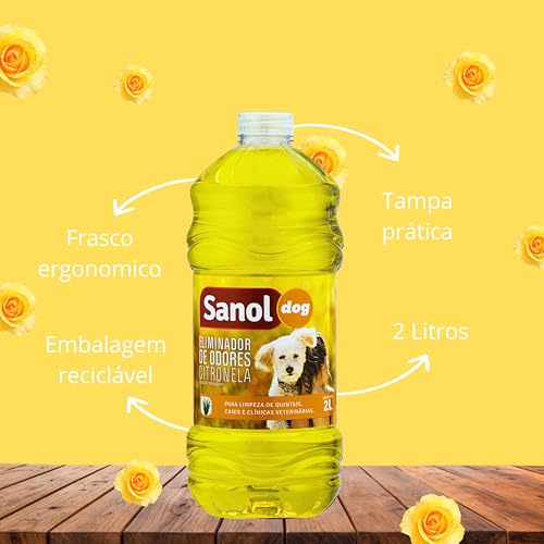 Sanol Dog Eliminador De Odores Para Cães E Gatos Citronela 2 Litros Amarelo