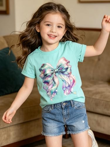 Image of Funnycokid Little Girls T Shirt for Toddler 3-7 Years Kids Tee Graphic Short Sleeve Clothes Tops