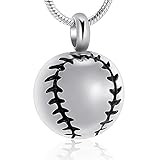 Stainless Steel 20mm Baseball Memorial Urn Jewelry Pendant Hold Cremation Keepsake Necklace for...