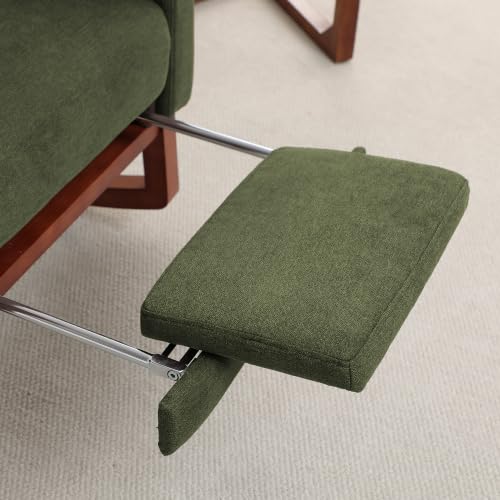 Image of HCHAIRH Rocking Chair Nursery, Nursery Rocking Chairs with Foot Rest, Comfy Glider Rocker Nursing Chair with Back Pillow for Nursing, Living Room, Bedroom, Dark Green