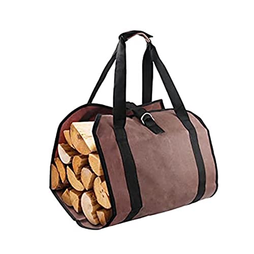 Widppsopt Bolsa de lona para leña, bolsa de camping al aire libre para almacenamiento y transporte de madera