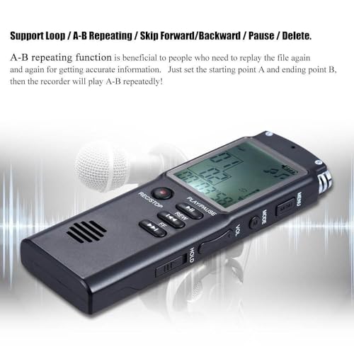 Image of 32GB Digital Voice Recorder with MP3 Player, Voice Activation, Telephone Recording, 13 Hours Battery Life, Microphone, for Meetings, Lectures & Interviews