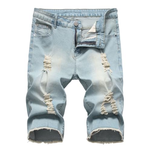 Short en jean homme stretch coupe droite casual avec poches denim
