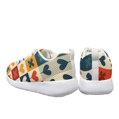 Heart Kids Sneakers Girls Lightweight Breathable Mesh Training Lace Up Shoes Athletic Walking Running Tennis Shoes for Little Kid Size11.5-13/ Big Kids Size1-33