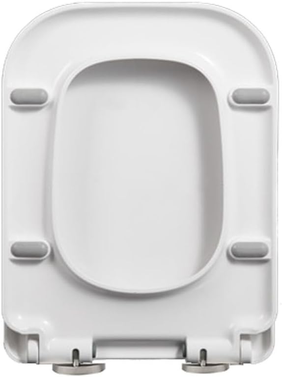 04C, Square Toilet Seat Soft Close, Quiet Toilet Cover Seat Toilet Lid Durable Refused to Loo Seat Easy to Install, Non-Slip Seat with Rubber Bumpers Provides Comfort Relieves Pressure Point