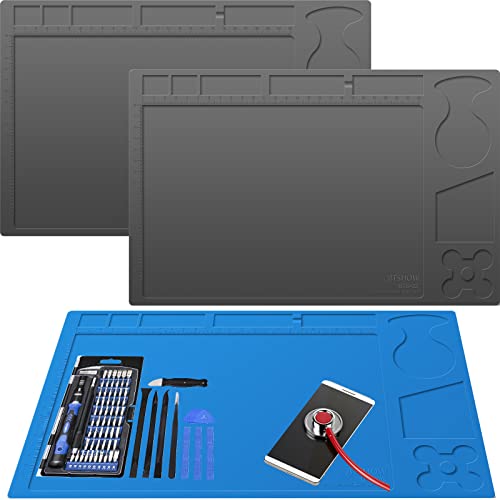 Soldering Mat Silicone 3 Pack - BTSHOW Small Electronics Repair Mat Heat Resistant 954°F - Work Mat For Soldering Station/Iron/Heat Gun or DIY Crafts,13' x 8.3'