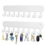 AIVORO Porte Clef Mural, 2 Pièces 8 Crochets Porte Clef Clef Mural Accroche pour Rangement des Clés et Courrier à l'entrée, Raccrocher ustensiles de Cuisine (Blanc)