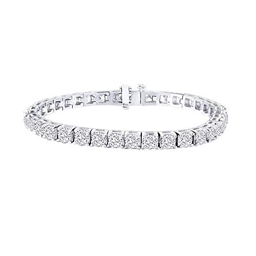 12 Carat Natural Round-Cut Diamond Box Chain Tennis Bracelet for Women in 14K Gold Jewelry Gift