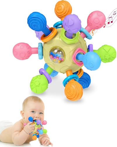 Baby Toys for 0-6 6-12 Months Ages 0-2, Tummy Time Montessori Toys for Babies 0 3 6 9 12 18 Months, Newborn Infant Sensory Toys, Baby Shower Gifts for Boys Girls -Yellow