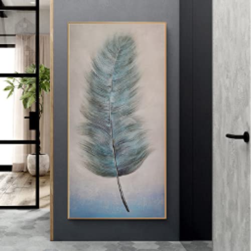 Peinture impression sur toile plume abstraite 70x140cm pour habiller un grand mur vide