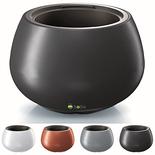 botle Blumentopf Massive Rund Form Modern Stil Matt 44 x 27cm mit Einsatz 11L Anthrazit