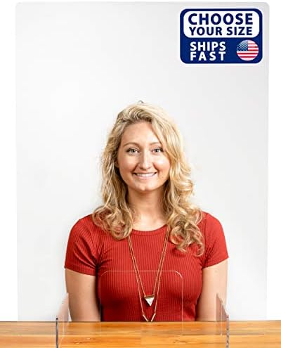 SignHero Sneeze Guard | Sturdy ¼” Acrylic Cashier Plexiglass Shield for Counter | USA-Made, Fast Shipping, 30 Second Setup | Plexiglass Barrier for Counter, Reception, School, Office (Multiple Sizes)