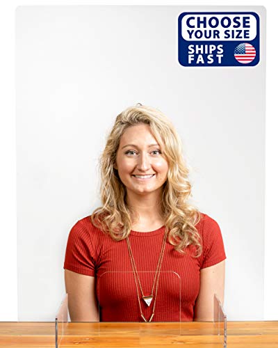 Signhero Sneeze Guard | Sturdy ¼” Acrylic Cashier Plexiglass Shield For Counter | Usa-Made, Fast Shipping, 30 Second Setup | Plexiglass Barrier For Counter, Reception, School, Office (Multiple Sizes) #TOP12