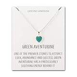 Philip Jones Green Aventurine Gemstone Heart Necklace with Quote Card