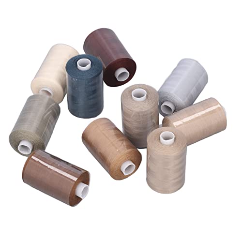 AKLOSIPY Máquina de Coser Hilo de 10 Colores Gris Serie Poliéster Premium con Excelente Resistencia a la Tracción para Bordados y Costura Manual