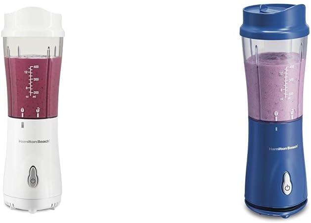 Hamilton Beach Portable Blender for Shakes and Smoothies with 14 Oz BPA Free Travel Cup and Lid & Portable Blender for Shakes and Smoothies with 14 Oz BPA Free Travel Cup and Lid