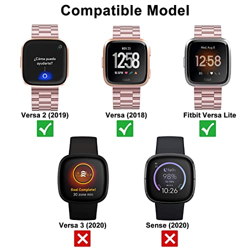Hatolove Compatible with Fitbit Versa 2 Strap/Fitbit Versa Strap, Metal Stainless Steel Band Adjustable Replacement Strap Compatible with Fitbit Versa, Versa 2, Versa Lite - Image 2