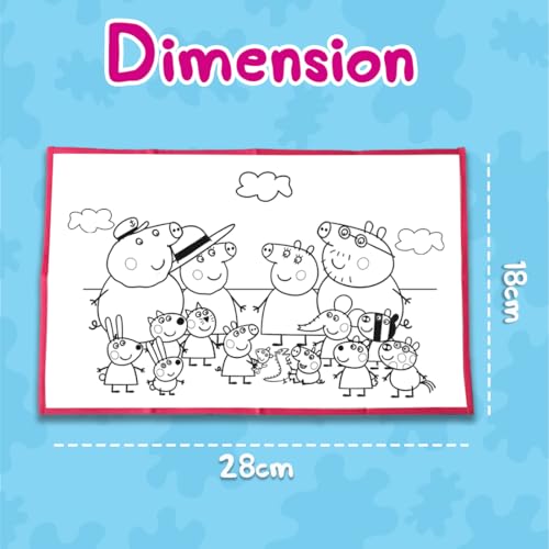 Image of Wembley Peppa Pig Coloring Mat with 12 Markers - Durable,Reusable,& Educational Doodle Mat for Kids Ages 3+ Perfect for Learning,and Fun - Ideal Gift for Toddlers,Birthdays,and Classrooms,Multicolor