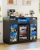 Furnivado 47' Large Coffee Bar Cabinet with Mini Fridge (Fridge Included)