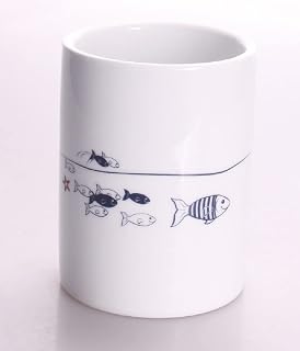 Sanwood - Vaso, diseño con Peces, Color Blanco