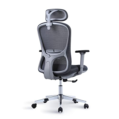 KARXAS Ergonomic Office Chair High Back Desk Chair with Adjustable Lumbar Support, Headrest & 3D Metal Armrest - 130° Rocking Mesh Computer Chair(Gray) KARXAS Ergonomic Office Chair High Back Desk Chair with Adjustable Lumbar Support, Headrest & 3D Metal Armrest - 130° Rocking Mesh Computer Chair(Gray)