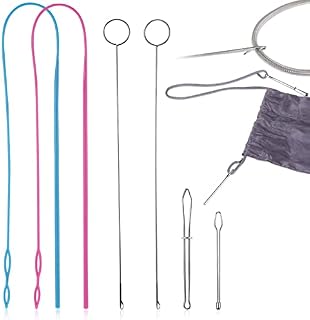 6 Pcs Loop Turner Sewing Tool, Drawstring Threader Tool SetIncluding Elastic Threader Tool, Metal Bodkin, Plastic Drawstring Threader, Loop Turner Tool with Latch for DIY Craft Knitting