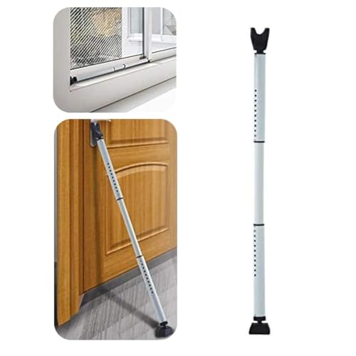 HoneSecur 2-in-1 Door Security Bar & Sliding Patio Door Stopper Security Jammer Bar Child Proof Adjustable Constructed of High Grade Iron Window Doors Security Bars, White