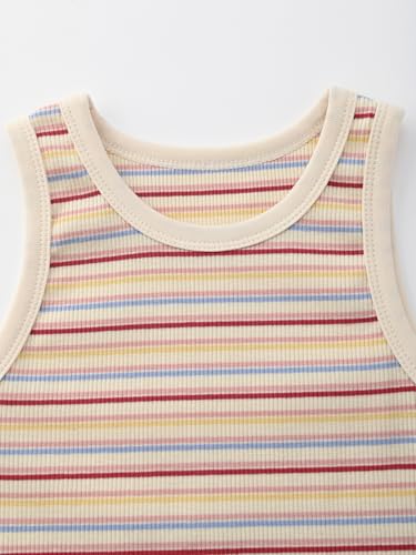 Image of BINIDUCKLING Toddler Tank Top Girls Summer Cute Striped Sleeveless Top 24 Months-8 Years