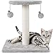 rabbitgoo Kratzbaum Katzen Klein Kratzstamm Stabil mit 2 Spielzeug für Katzen Sisal-Seil Kletterbaum Katzenkratzbaum Kratzsäule mit Großer Plattform Katzenkratz Scratchpost Scratcher 43cm Grau