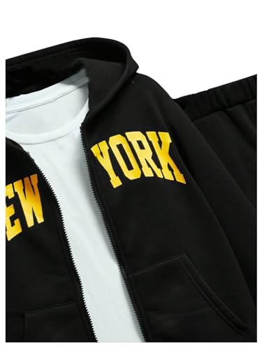 SweatyRocks Boy's Two Piece Outfits Letter Print Full Zip Long Sleeve Hoodies and Sweatpants Set4