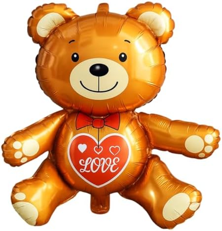 Balão Metalizado 3D Urso LOVE Marrom 24" (60 cm) Decoração Românt...