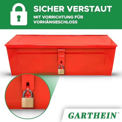 Foto von Werkzeugkiste Rot - Hochwertige Metall-Aufbewahrungsbox für Werkzeuge - Kompakte Werkzeugkiste für Auto, Heimwerker & Werkstatt - Werkzeugkiste Metallbox - Profi Heimwerker Werkzeugkoffer